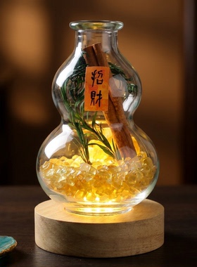 中式禅意玻璃葫芦招财LED灯串摆