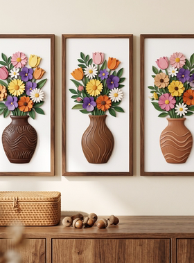 法式复古花瓶花卉客厅餐厅挂画