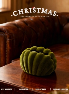 圣诞主题绿色绒面桌面装饰摆件