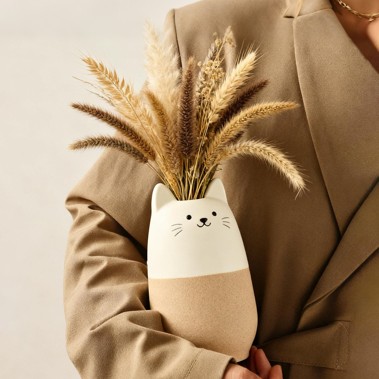 卡通可爱小熊造型花瓶居家装饰摆件粉色陶瓷插花器,淘宝优惠券,粉丝福利购,淘宝优惠卷