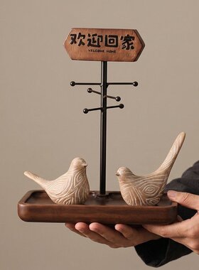 创意小鸟造型玄关钥匙收纳摆件