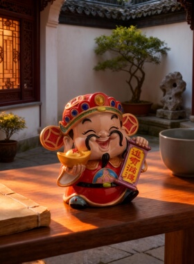 新年手工陶瓷财神车挂材料包