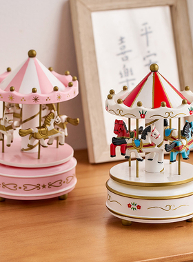 旋转木马八音盒桌面摆件