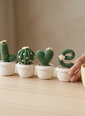 DIY手工钩针仙人掌盆栽摆件