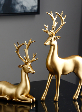 现代轻奢高档鹿摆件家居饰品客厅酒柜电视柜书柜办公室桌面装饰小