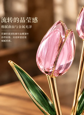 水晶郁金香花瓶创意桌面摆件