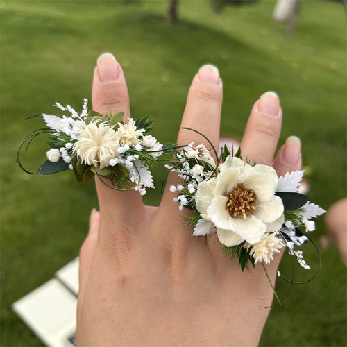 高级森系成品永生花戒指纯手工立体免做指环结婚订婚情侣花朵戒指 - 图3