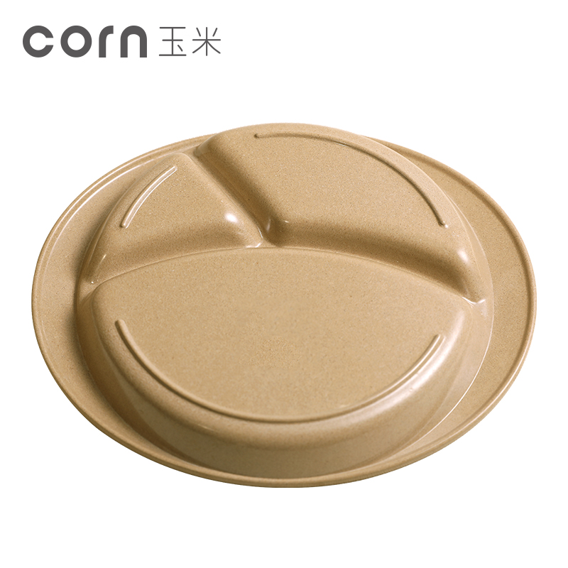 玉米稻壳儿童分格餐盘婴儿小孩宝宝辅食工具简约健康碗餐具套装