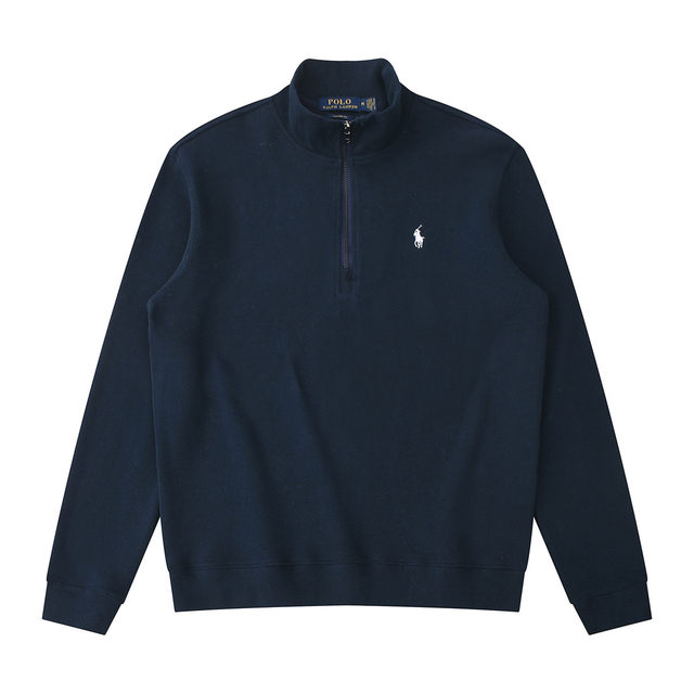 Polo stand-up collar cotton sweater pony half-high zipper men's casual wear and versatile Paul pullover new product