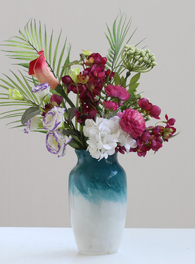 热销简约中古渐变小口玻璃花瓶家居摆件水培餐桌客厅轻奢软装饰品