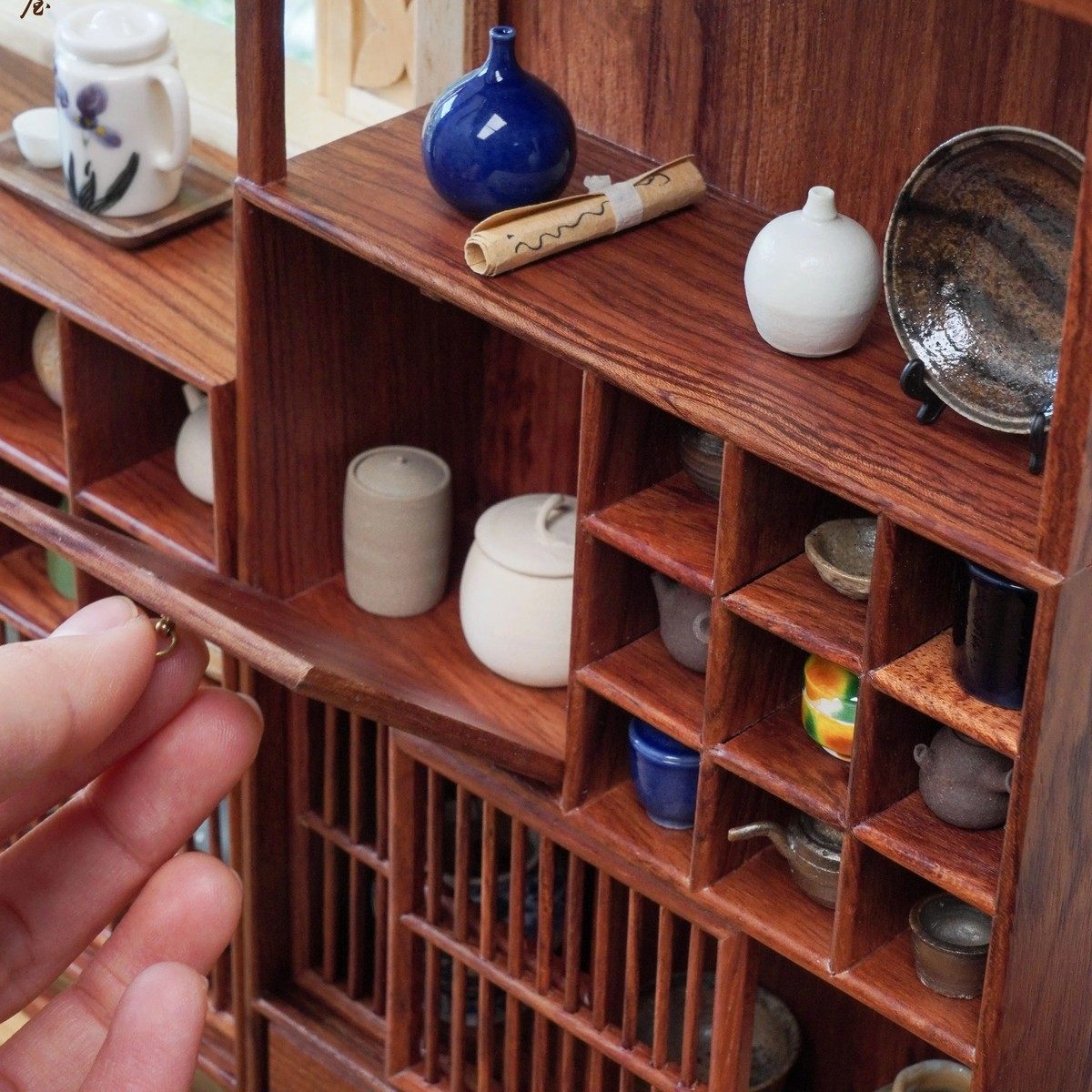 玩具】中式柜多宝阁茶边柜收纳柜 6分娃屋迷你微缩摆件家具模型,淘宝优惠券,粉丝福利购,淘宝优惠卷