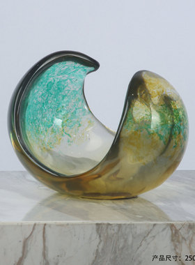 摆件圆形透明雕塑合成树脂渐变酒店大堂厅会所餐厅样板房桌面摆饰