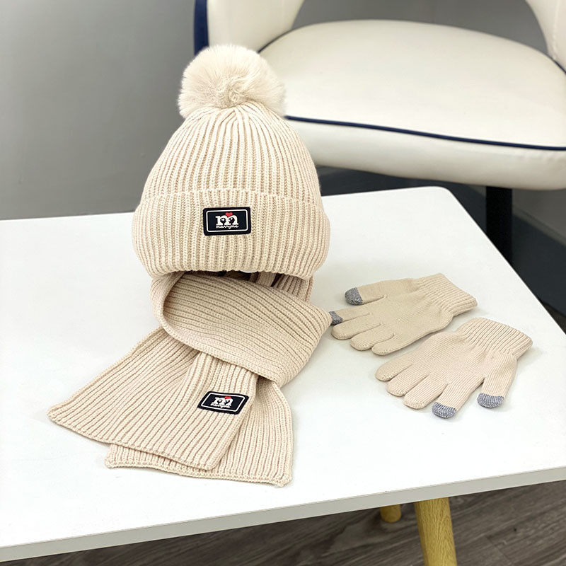 儿童帽子冬季男童围巾手套三件套装一体加绒保暖女宝宝毛线帽,淘宝优惠券,粉丝福利购,淘宝优惠卷