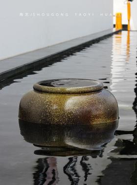 热销复古室内外客厅陶缸陶瓷落地大花瓶流水酒店大堂插花大陶罐摆