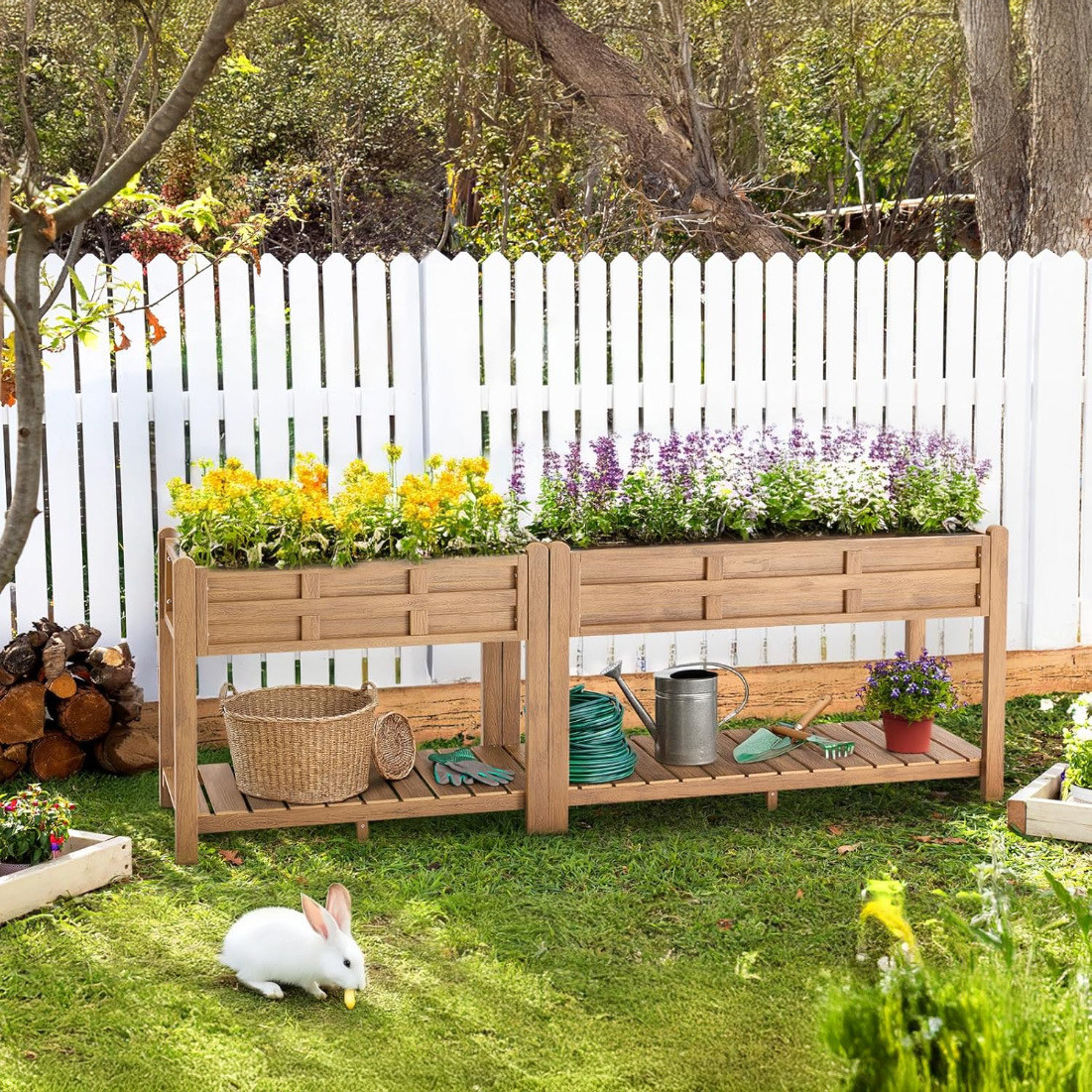 实木花盆架木制户外蔬菜可移动家庭种植园阳台花卉花架种植箱 - 图1