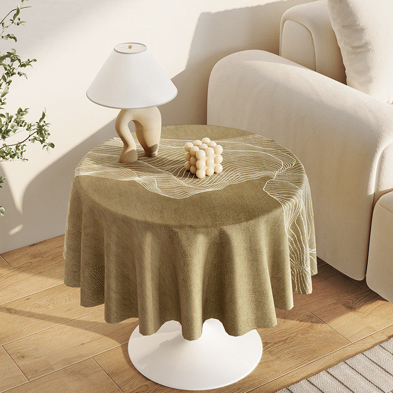 奶油风圆桌桌布高级感餐桌垫免洗防油防水大圆形茶几垫台布摆台布,淘宝优惠券,粉丝福利购,淘宝优惠卷