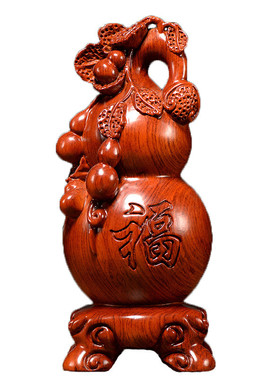 花梨实木家居雕刻葫芦摆件大号红木质客厅玄关装饰工艺品乔迁送礼