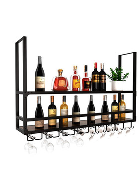 吧台铁艺吊顶吊架酒架家用悬挂高脚杯架酒吧餐厅置物架设计厂家