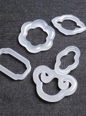 天然金丝玉白玉镂空吊坠 DIY耳饰项链流苏压襟璎珞配饰