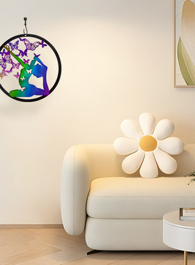 彩色金属工艺品窗户挂件圆盘彩绘铁艺装饰礼品室内铁链挂牌