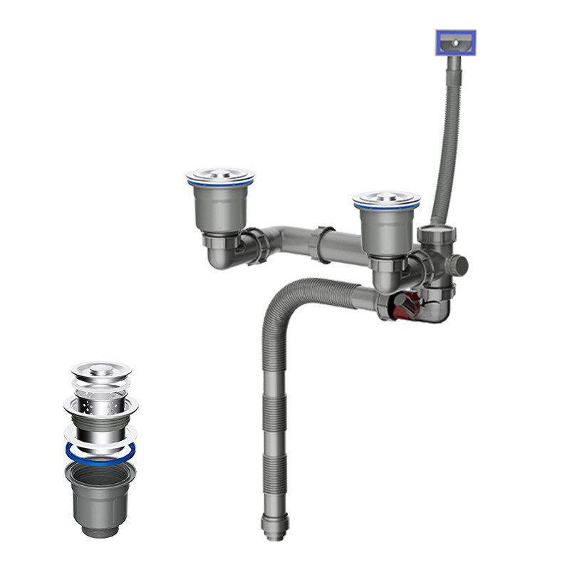 厨房洗碗下水器后置双槽配件可伸缩排水管防臭防溢水套装通用,淘宝优惠券,粉丝福利购,淘宝优惠卷