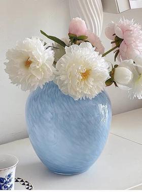 北欧风晴空客厅装饰感蓝色圆桶海水蓝居家氛围小清新摆件春夏季