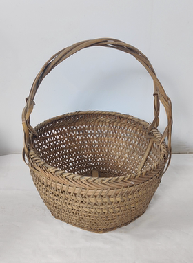 民俗老物件老旧提篮粪筐实木篮筐旧货复古怀旧装饰农家院道具摆件