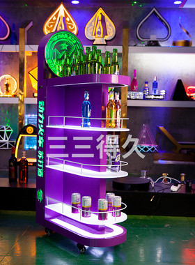 动力火车千层镜酒酒柜酒吧鸡尾酒上上展示柜金属可移动发光酒柜