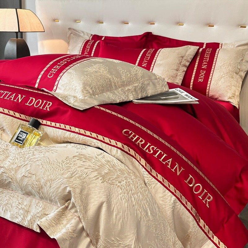 高档纯棉婚庆四件套大红色新婚床单被套结婚床上用品婚房陪嫁喜被,淘宝优惠券,粉丝福利购,淘宝优惠卷