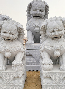 热销成对大象狮子石雕塑动物庭院石雕摆件家用石狮子石雕狮子户外