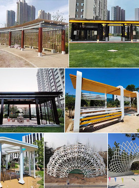 不锈钢景观廊架雕塑钢结构长廊架亭子廊户外金属遮阳棚不锈钢雕塑