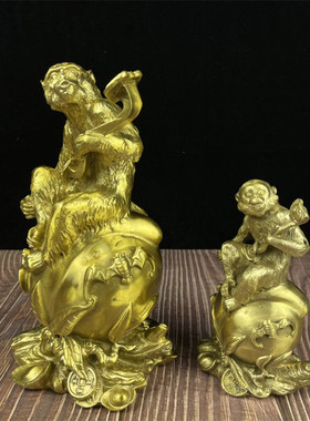 桃猴摆件黄铜猴子踩黄铜猴子摆件礼品工艺品