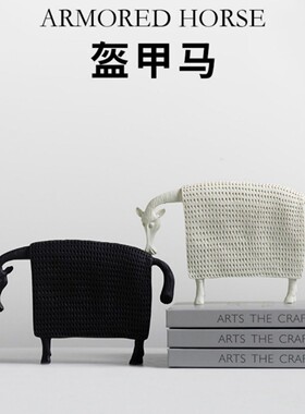 热销盔甲马摆件现代书房软装样板房售楼处创意家居玄关柜艺术品批