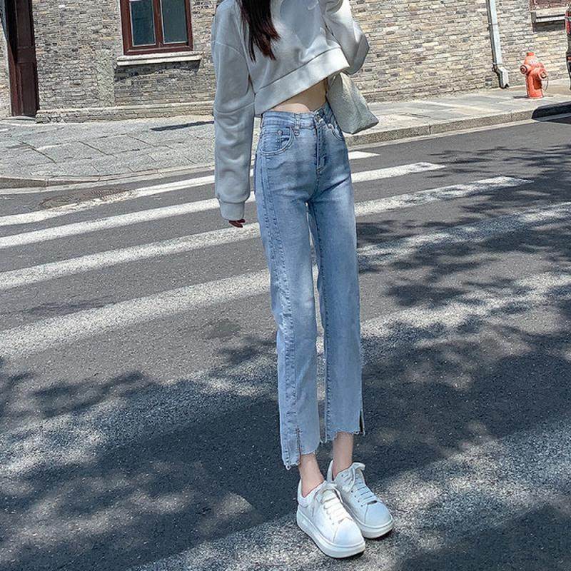 直筒女春夏季新款大码设计感开叉小个子九分百搭烟管裤,淘宝优惠券,粉丝福利购,淘宝优惠卷