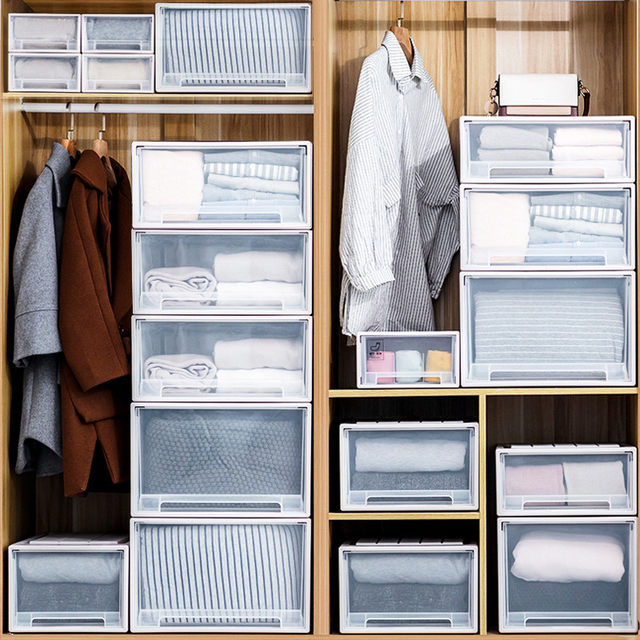 Storage box drawer household transparent plastic clothing underwear finishing box wardrobe storage artifact toy storage box