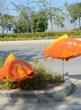 玻璃钢鲤鱼雕塑户外园林金鱼水景摆件鱼海洋雕塑卡通招财大锦鲤