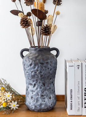 热销陶瓷花瓶红陶复古摆件陶土花插）红土落雪花器系列1（