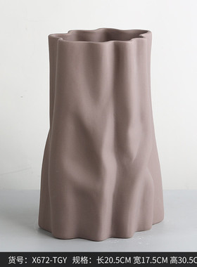 家居西博莫兰迪仿树根陶瓷花瓶摆件家居样板房客厅软装花器花盆