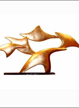 热销抽象跳水人物雕塑后现代树脂人物摆件台面写字楼样板房软装配