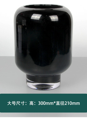 器黑色透明玻璃花瓶售楼处样板房软装摆设餐桌客厅插花极简
