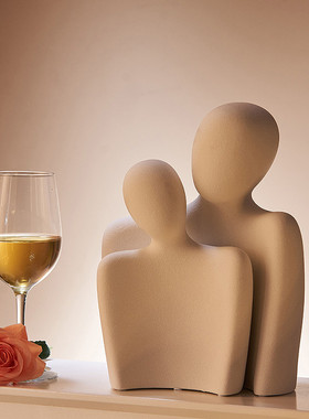 情侣艺术意式极摆件酒柜客厅玄关电视柜家居软装饰品侘寂风高级