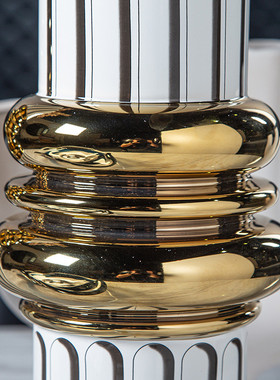 大千新品创意抽象花器条纹树脂工艺品金色现代树脂花瓶摆件