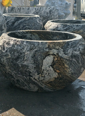 热销石雕雪浪石鱼缸花缸现货庭院 销售园林泰山石仿古鱼缸厂爆品