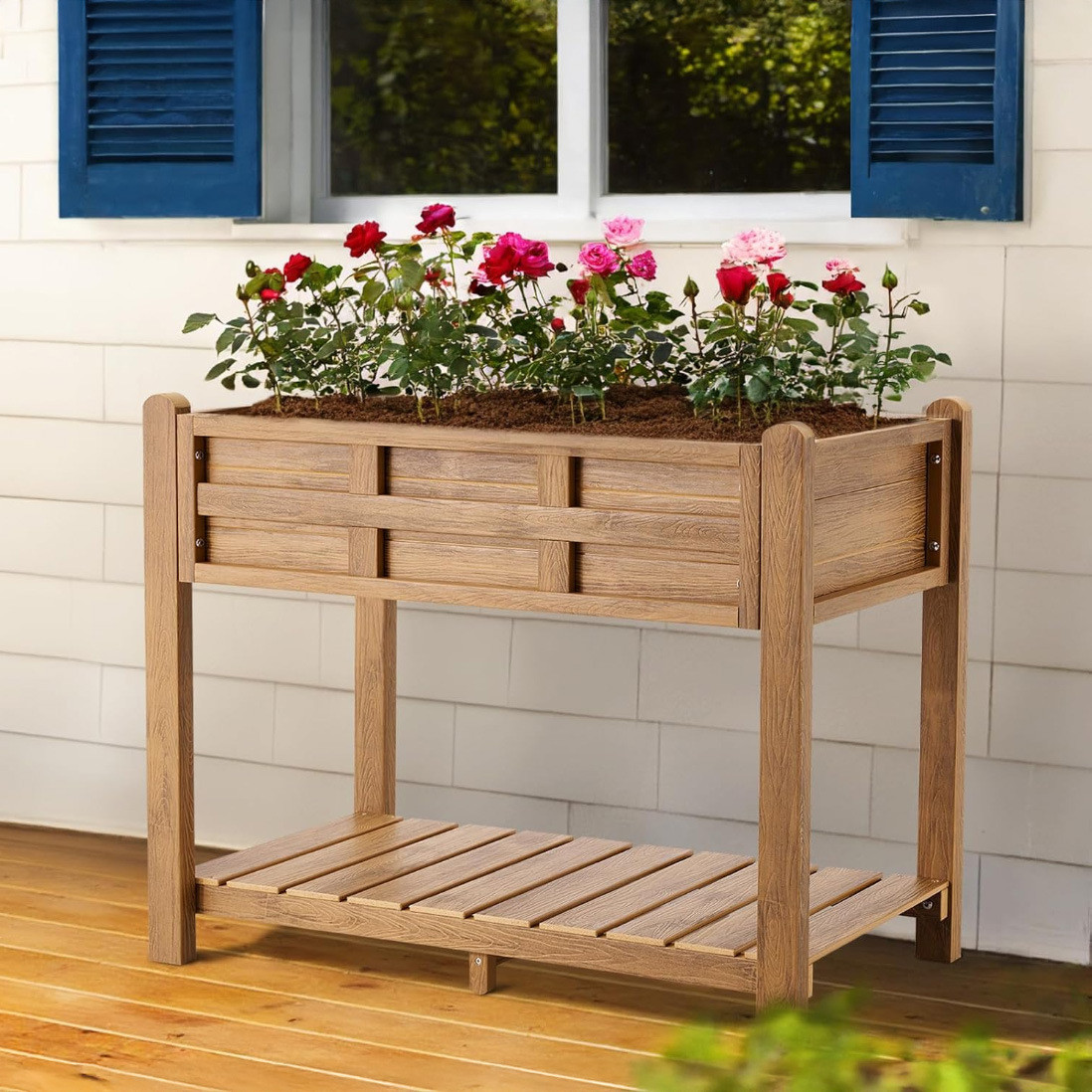 实木花盆架木制户外蔬菜可移动家庭种植园阳台花卉花架种植箱 - 图3