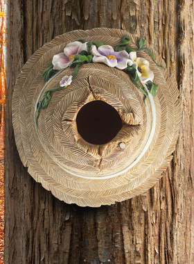 热销跨境创意悬挂式小装饰品鸟屋别墅民宿庭院花帽树上喂鸟器工艺