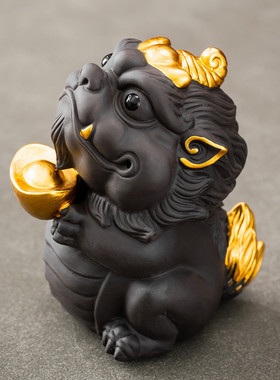 紫砂茶宠招财摆件旋转金蟾可养可爱蟾蜍功夫茶桌茶具装饰茶台配件