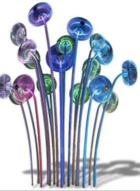 大型发光摆件灯光雕塑户外园林不锈钢圆球抽象镂空落地水母