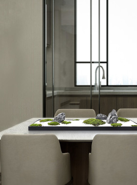 热销仿真绿草坪山景假山观石沙景摆件新中式玄关造景室内客厅摆设