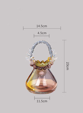 轻奢欧式炫彩渐变花瓶玻璃花瓶轻奢摆件创意琉璃艺术手提家居装饰