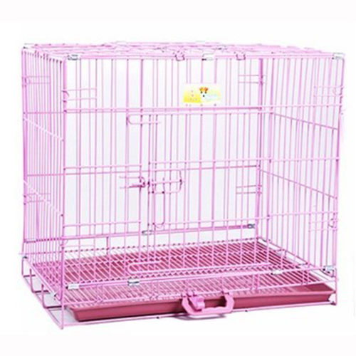 乐佳D-215MA宠物猫狗笼子 中号折叠加粗铁丝笼 喷漆狗笼兔笼用品 - 图1